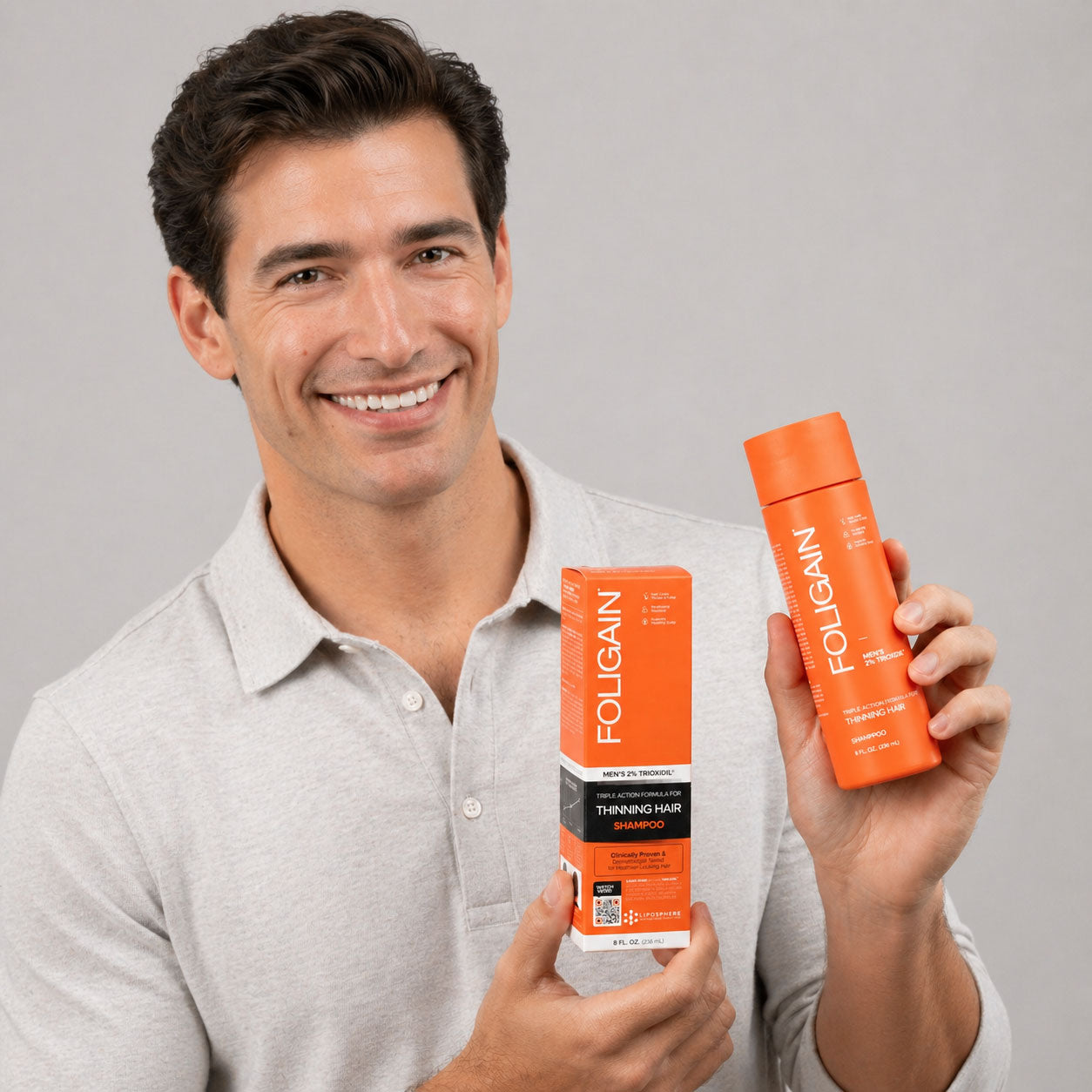 FOLIGAIN® Triple Action Shampoo For Thinning Hair For Men with 2% TRIOXIDIL®