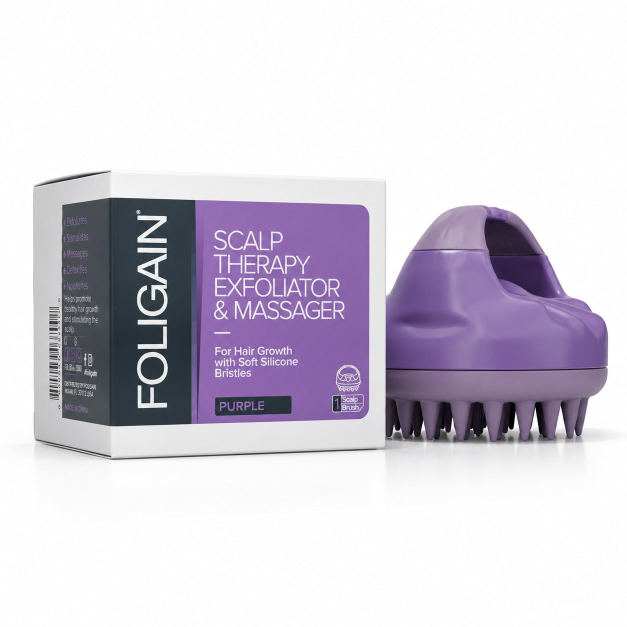 FOLIGAIN® Scalp Therapy Exfoliator & Massager in Purple