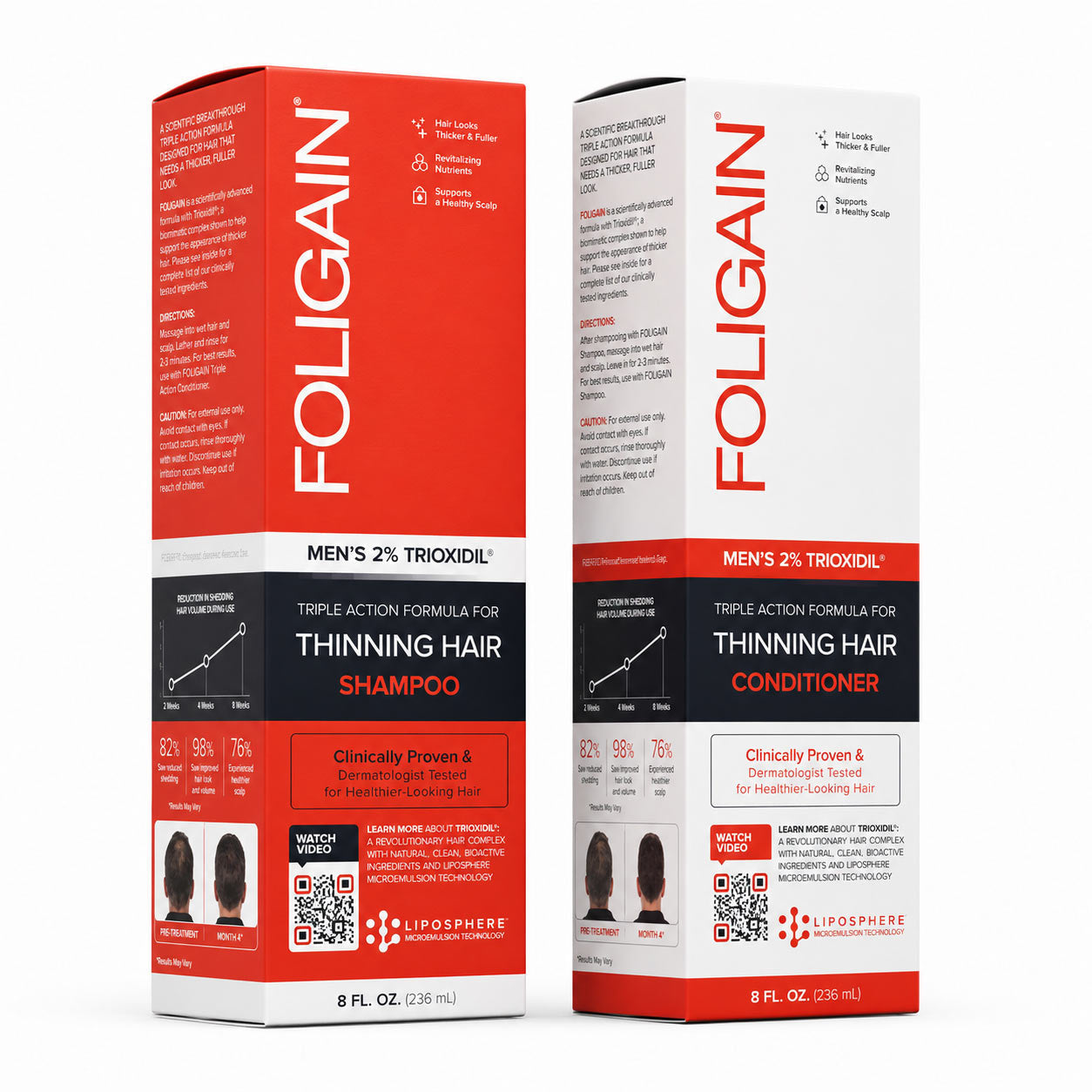 FOLIGAIN® Thinning Hair Shampoo and Conditioner Kit for Men with 2% TRIOXIDIL®