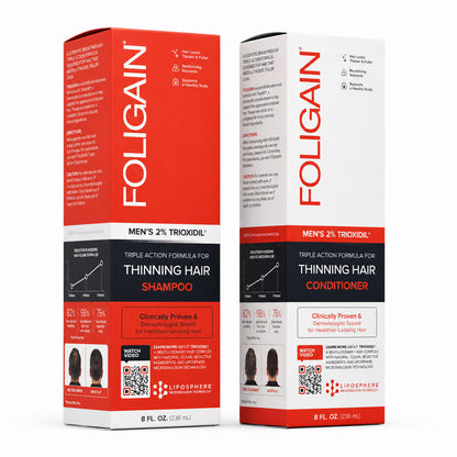 FOLIGAIN® Thinning Hair Shampoo and Conditioner Kit for Men with 2% TRIOXIDIL®