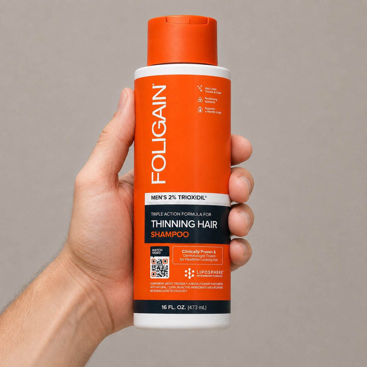 FOLIGAIN® Triple Action Shampoo For Thinning Hair For Men with 2% TRIOXIDIL® 473ml