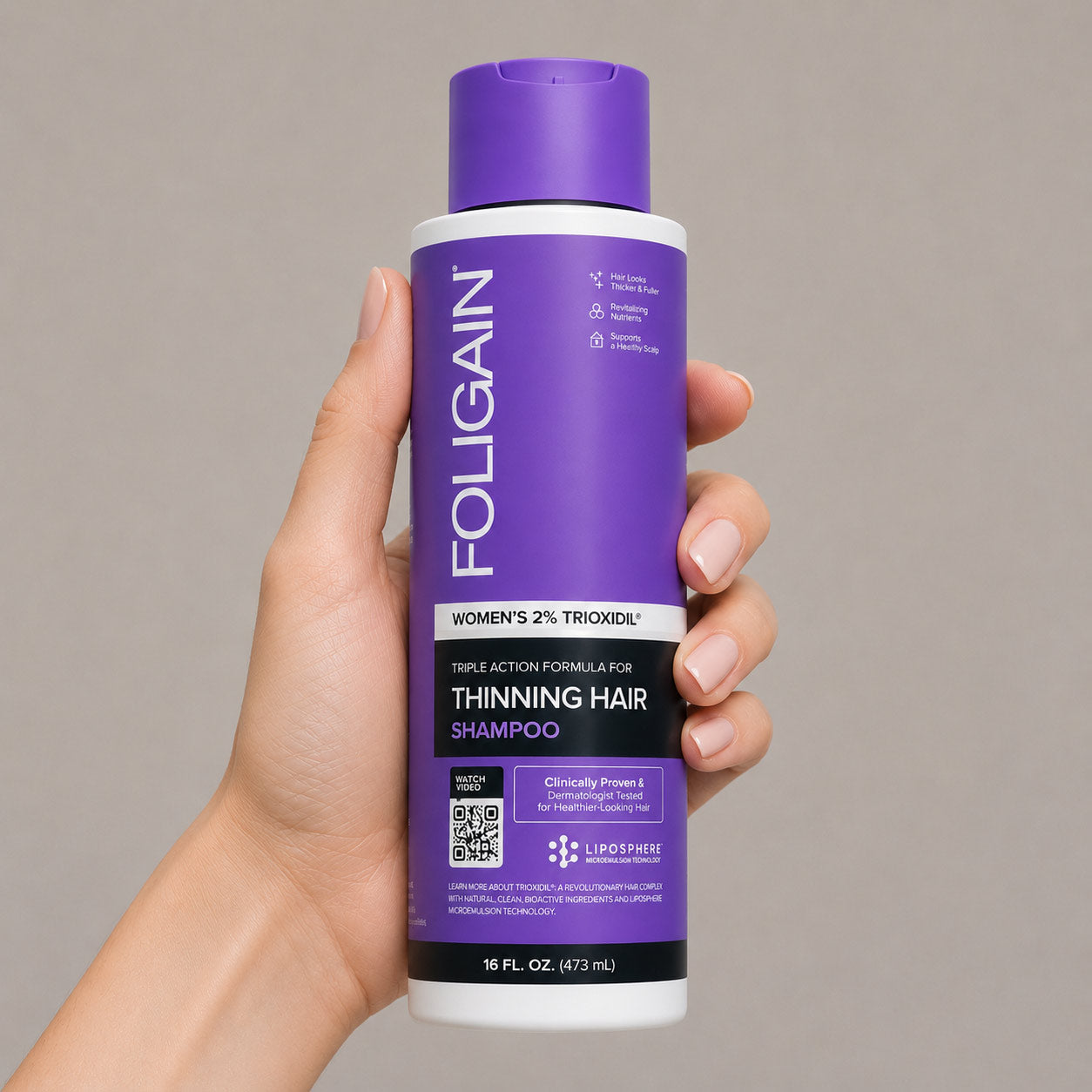 FOLIGAIN® Triple Action Shampoo For Thinning Hair For Women with 2% TRIOXIDIL® 473ml