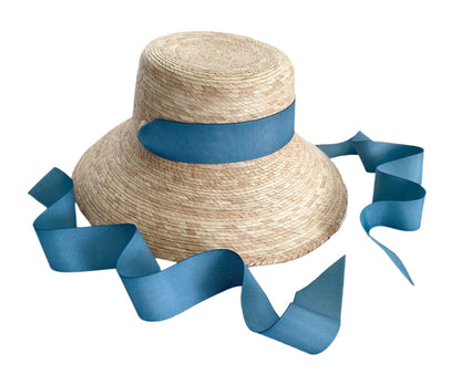 Mommy & Me Sun Hat Set - Wildflower & Palmetto - French Blue Grosgrain Ribbon