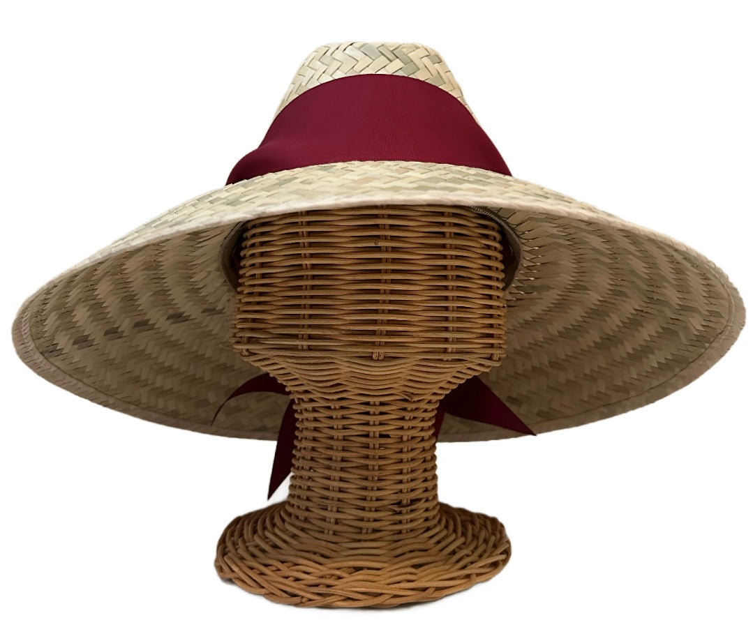 Begonia Sun Hat - Maroon Wide & Short Grosgrain Ribbon