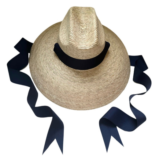 Hollyhock Sun Hat -  Navy Long Grosgrain Ribbon