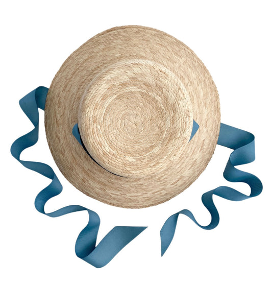 Palmetto Girl’s Hat - Long French Blue Grosgrain Ribbon