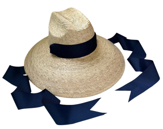 Hollyhock Sun Hat -  Navy Long Grosgrain Ribbon