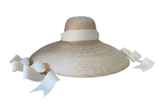 Daisy Sun Hat - Long Ivory Grosgrain Ribbon