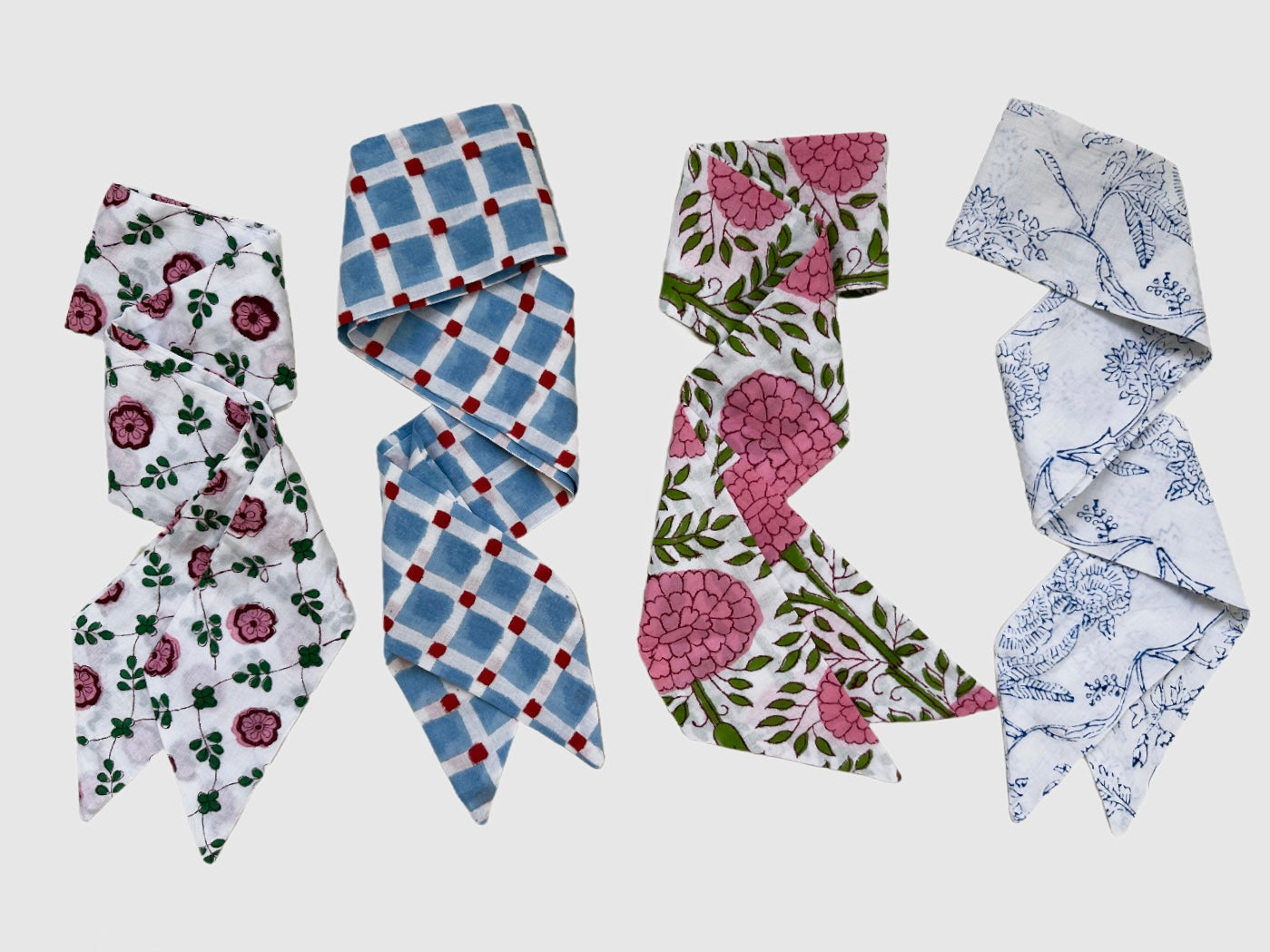 Short Block Print Hat Scarf - 4 Pack