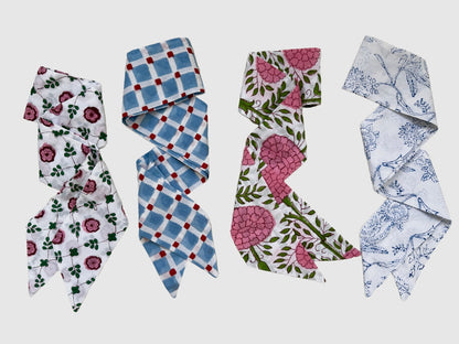 Short Block Print Hat Scarf - 4 Pack
