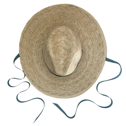 Zinnia Sun Hat - Long & Thin French Blue Grosgrain Ribbon