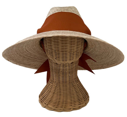 Hollyhock Sun Hat - Wide & Short Rust/Burnt Orange Grosgrain Ribbon