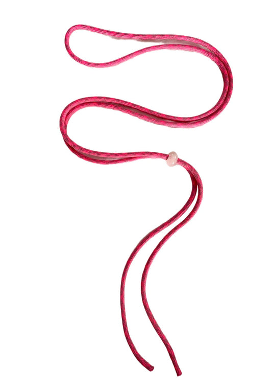 Thin Pink & Purple Cord Lanyard with Rose Quartz Bead Toggle