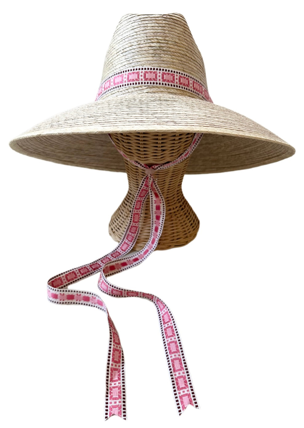Hollyhock Sun Hat - Vintage Pink Geometric Ribbon - Rose Quartz Toggle