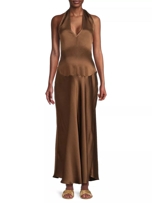 Giselle Satin Halter Dress