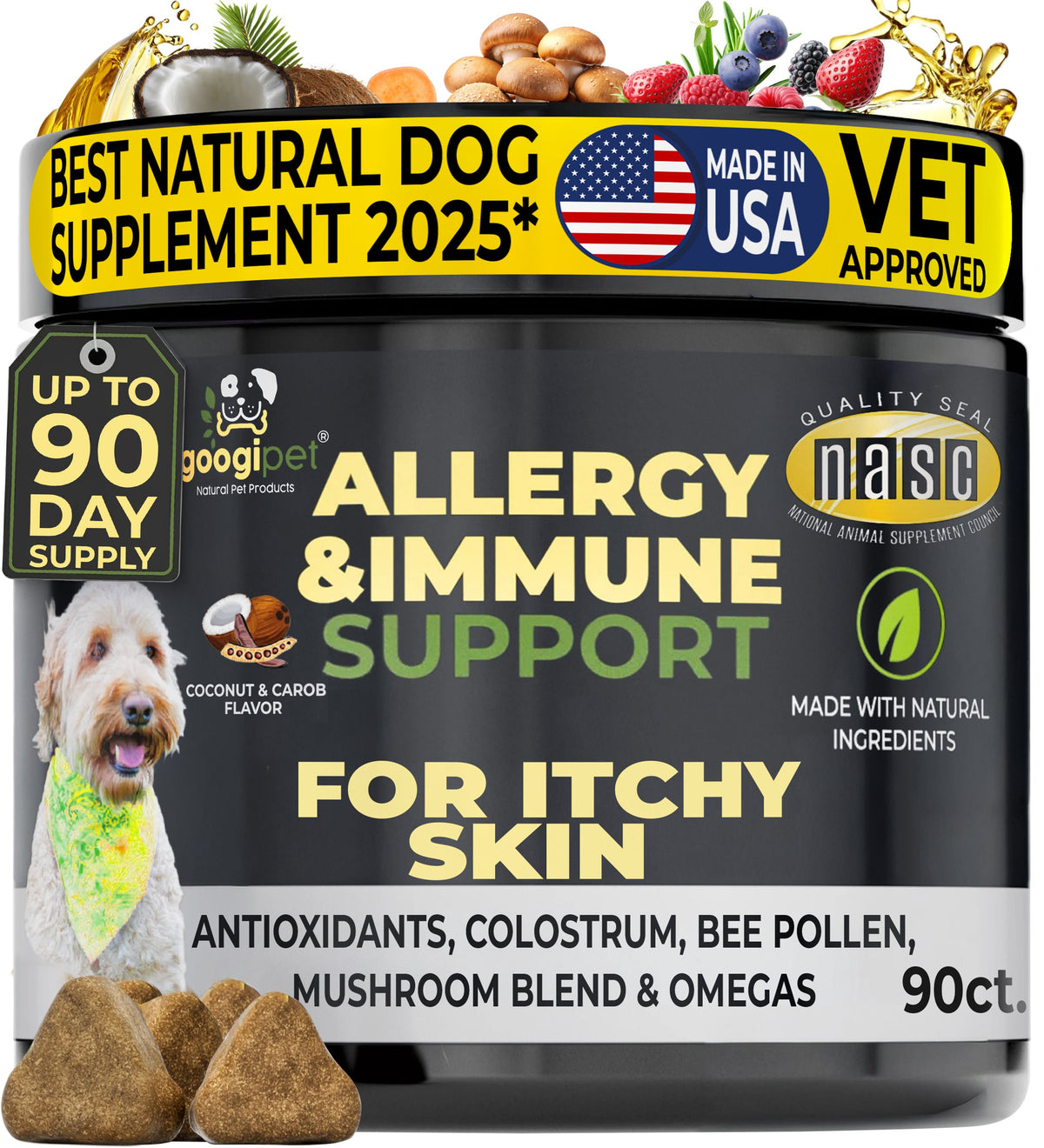 Allergy & Immune Support Chews for Dogs (Coconut & Carob Flavor)