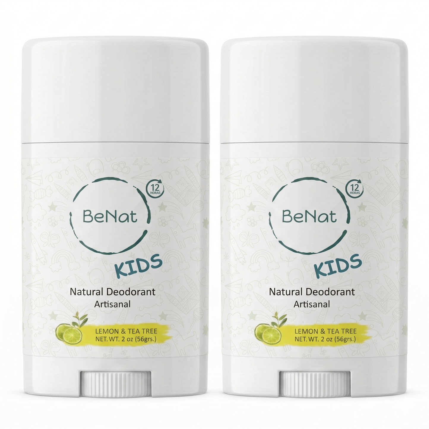 Paquete de 2 desodorantes totalmente naturales para niños y adolescentes