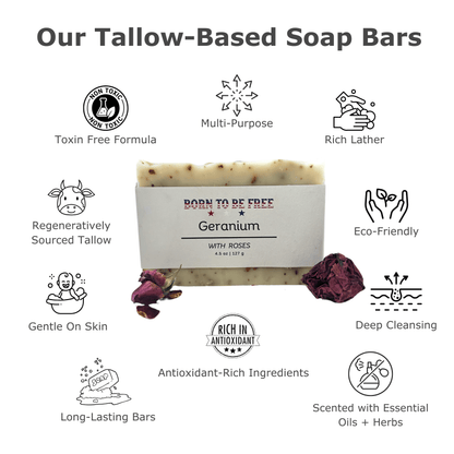 Geranium & Rose Tallow Soap Bar