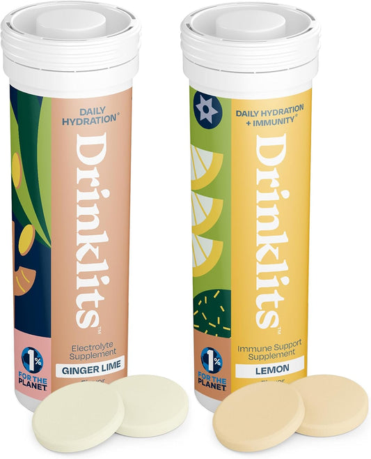Ginger-Lime & Lemon Flavored Hydration Tablets - 2 Tubes | 20 Servings