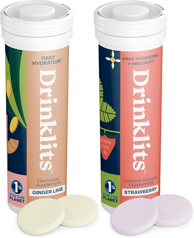 Ginger-Lime & Strawberry Flavored Hydration Tablets - 2 Tubes | 20 Servings