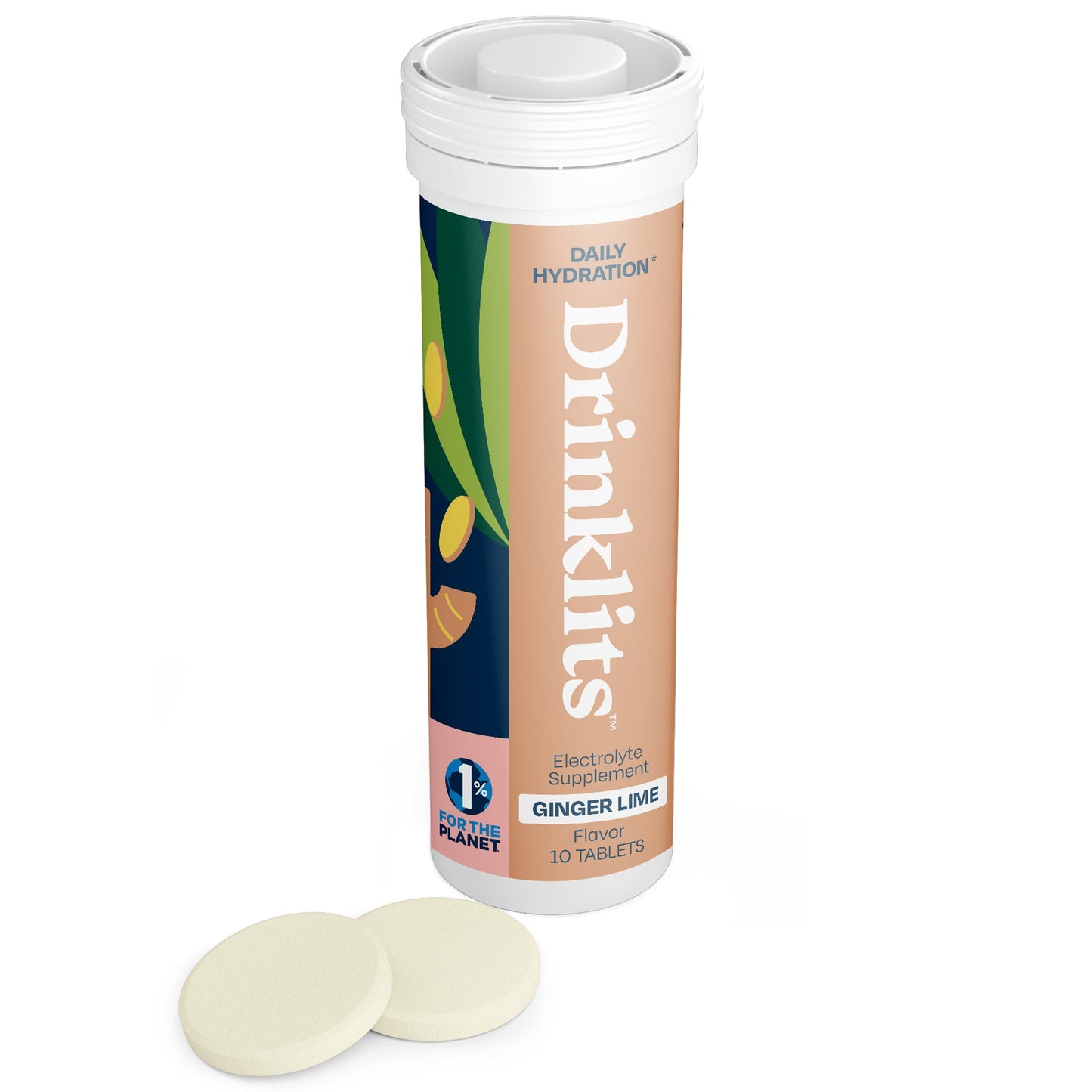 GINGER-LIME Electrolyte Tablets for Daily Hydration (8 Tubes, 80 Servings)
