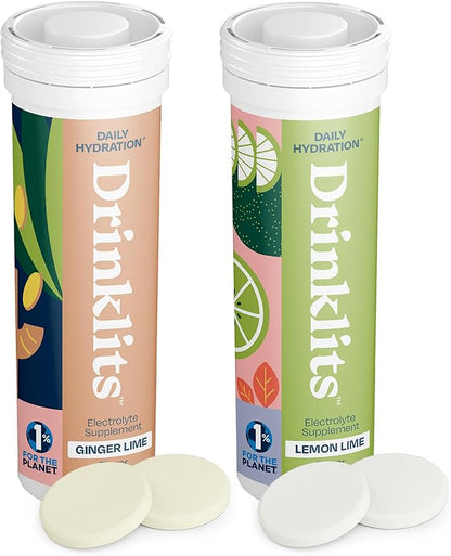 Simply the Best Hydration, Vitamins, Electrolyte Tablets in Ginger-Lime and Lemon-Lime - 2 Tubes | 20 Servings