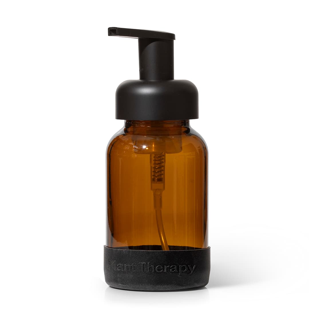 Glass Foaming Bottle with Black Silicone Sleeve 8 oz
