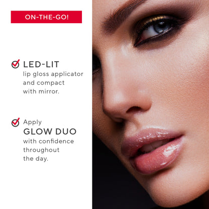 Glow Duo LED-Lit Lip Gloss & Universal Hyaluronic Pressed Powder