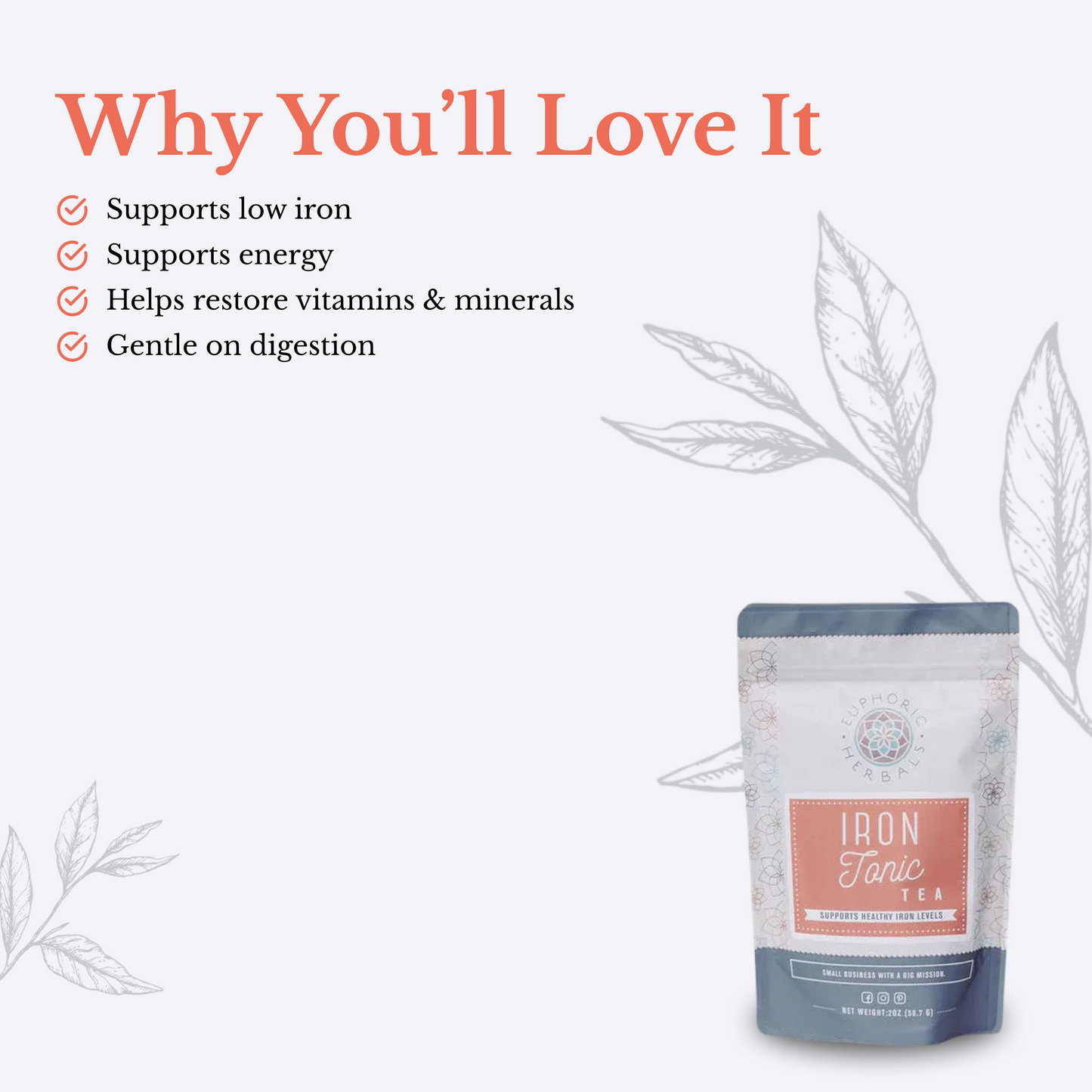 Té de hierbas tónico de hierro 