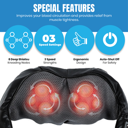Masajeador de espalda y cuello con calefacción Shiatsu 3D Pursonic