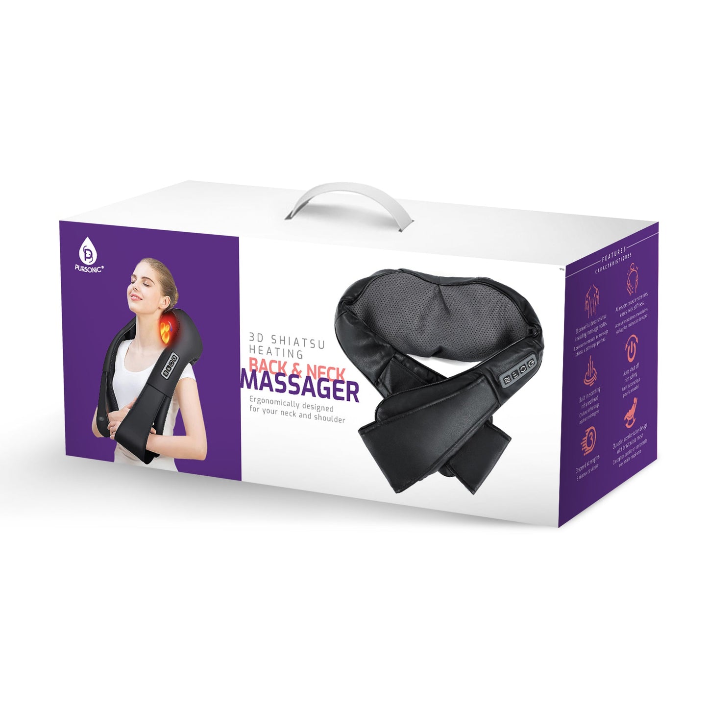 Masajeador de espalda y cuello con calefacción Shiatsu 3D Pursonic