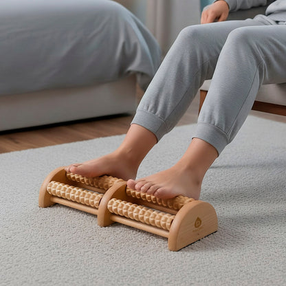 Wooden Foot Massager with Dual Rollers