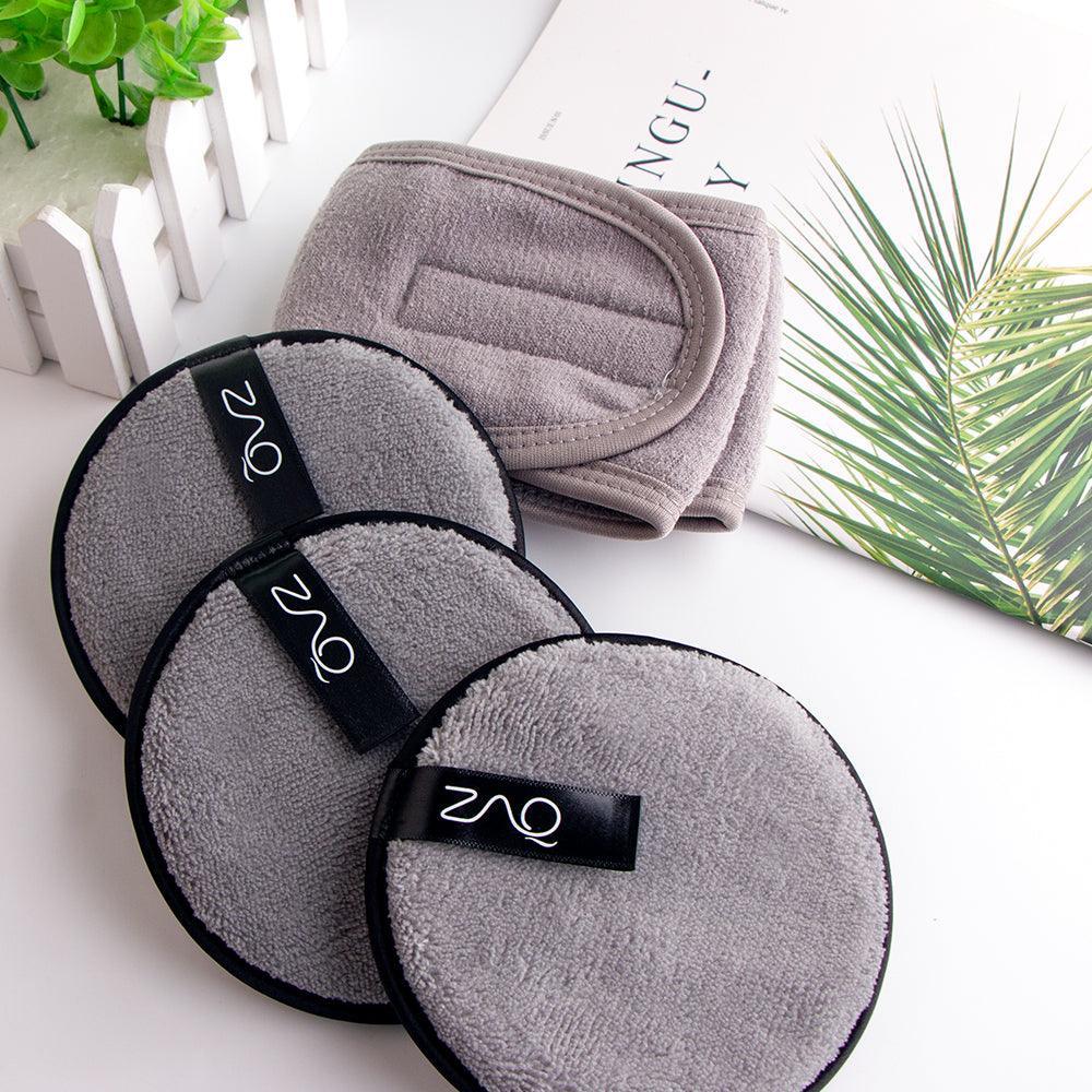 ZAQ Reusable Makeup Remover Pads 4pack with Spa facial Headband