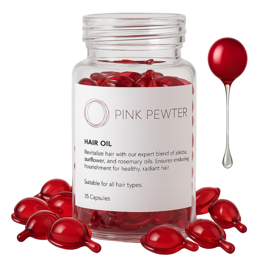 Lightweight Hair Oil Capsules - Nourishing Blend with Olive, Jojoba, Sunflower Seed and Rosemary Oil (Shine and Frizz Control)