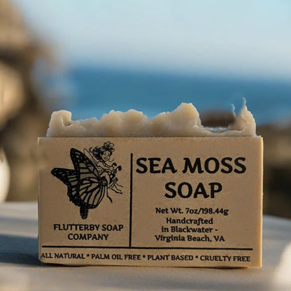 Jabón orgánico de musgo marino: jabón en barra artesanal, puro y natural para rostro y cuerpo.