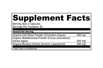 Organic Sea Moss, Bladderwrack & Burdock Root Capsules — 60 Vegetable Capsules