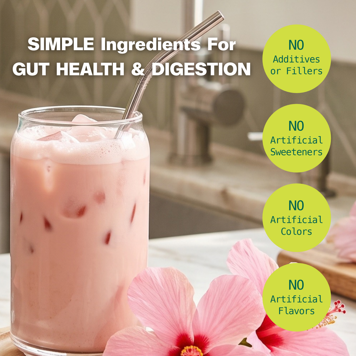 Hibiscus Berry Latte for Gut Health