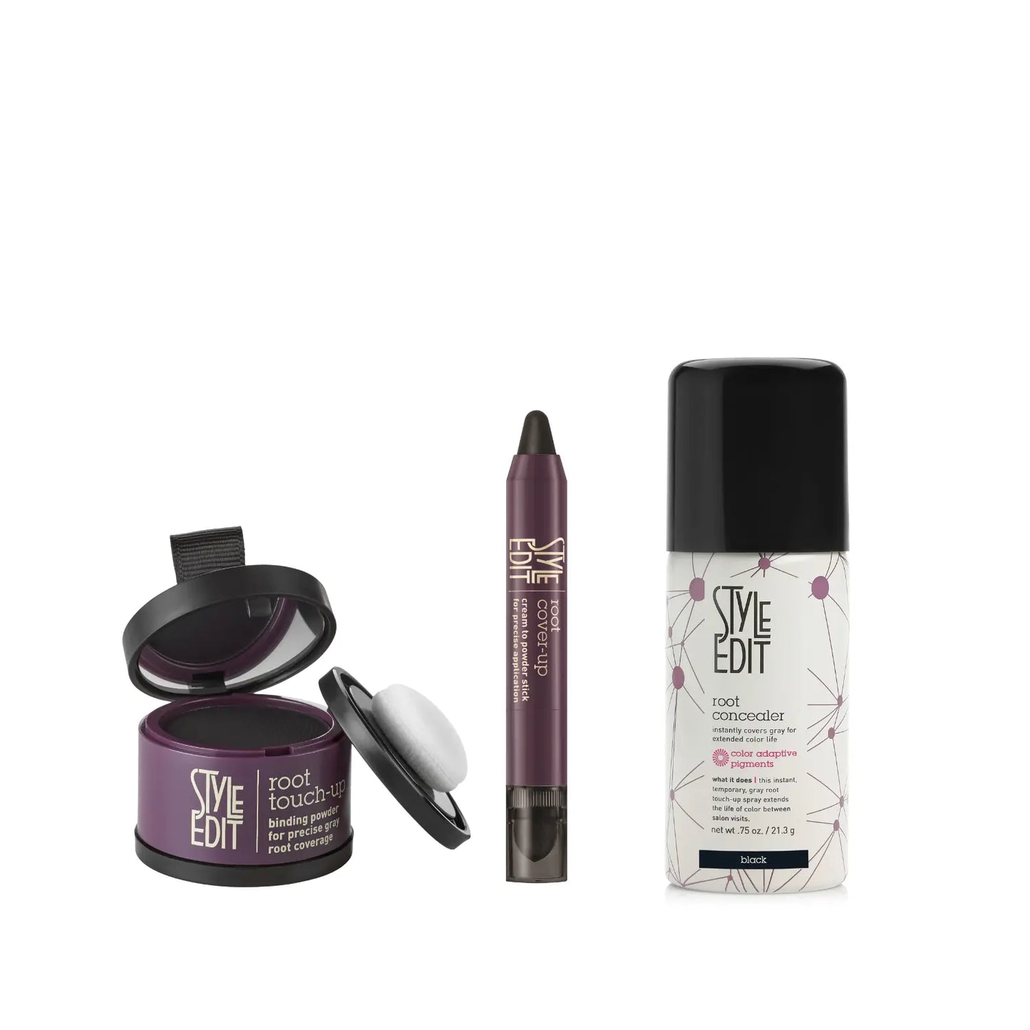 Travel Size Root Concealer Spray, Stick and Powder Trio