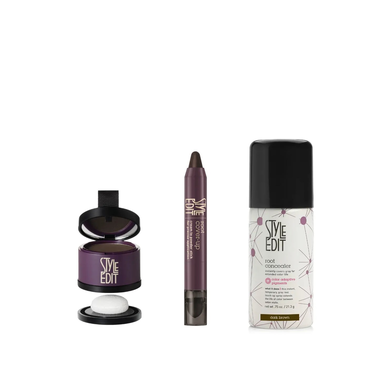 Travel Size Root Concealer Spray, Stick and Powder Trio
