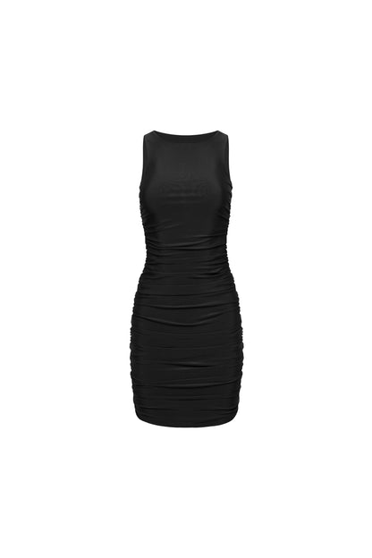 Ibiza Ruched Mini Dress Black