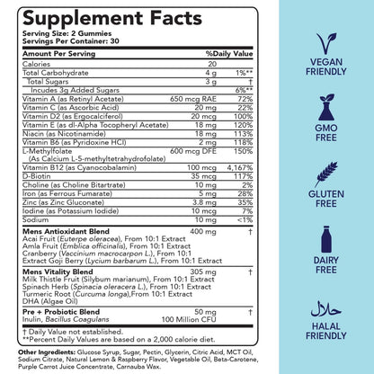 Mens Full Spectrum Multivitamin + Pre+Probiotics Gummies
