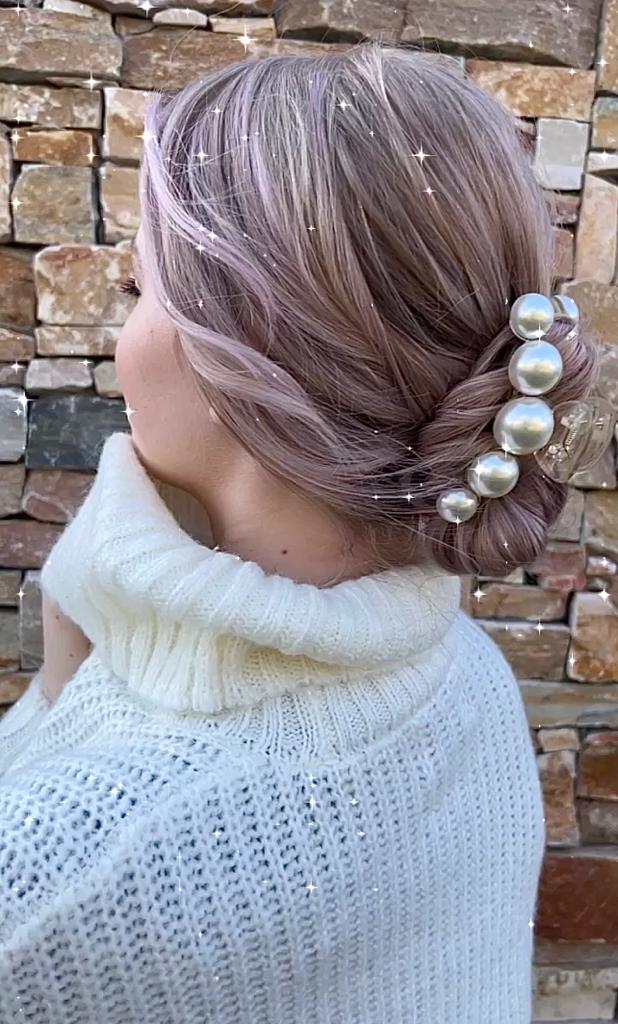 Rounded Pearl Claw Hair Clip