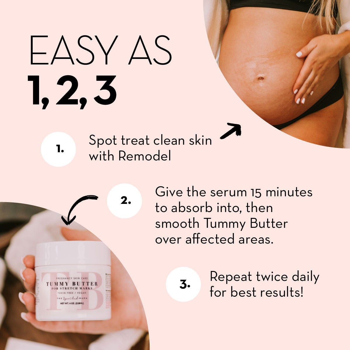 Dúo de mantequilla para el abdomen y suero ReModel para estrías 