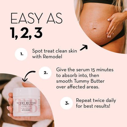 Dúo de mantequilla para el abdomen y suero ReModel para estrías 
