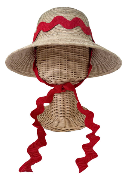 Palmetto Girl’s Hat - Red Ric-Rac Ribbon