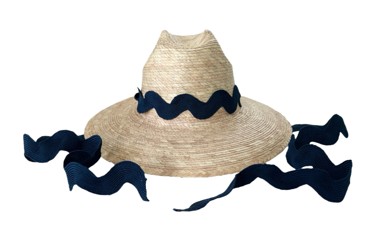 Petunia Girl's Sun Hat - Navy Ric-Rac Ribbon
