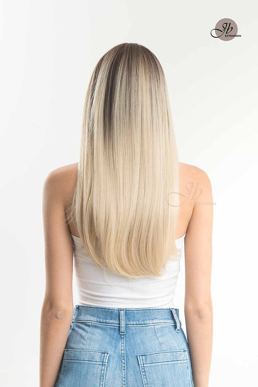 JBEXTENSION 22 Inches Nature Straight Ombre Blonde With Dark Root Wig With Bangs SARAH