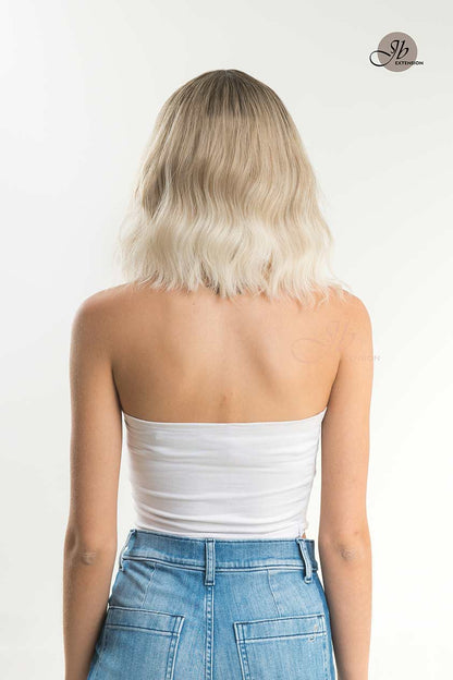 JBEXTENSION 14 Inches Short Hair Mix Blonde Balayage Body Wave Wig SASHA