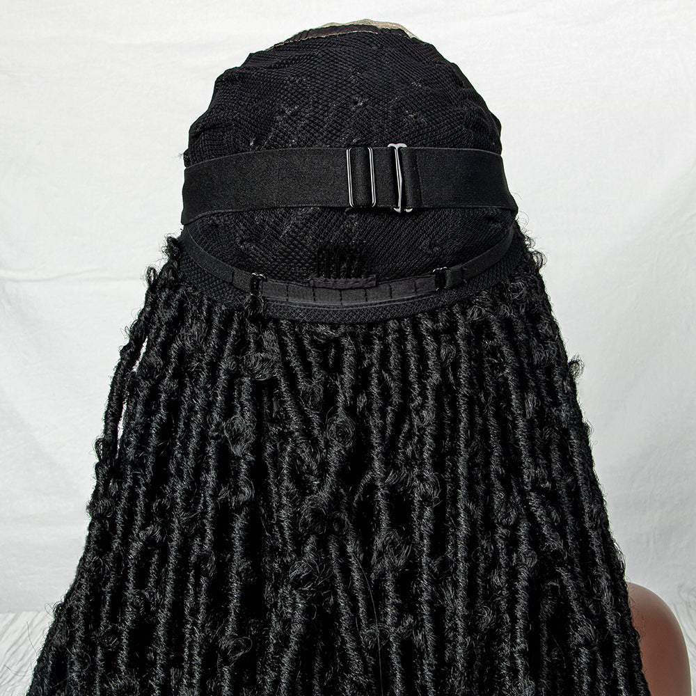 JBEXTENSION 35 Inches Full Double Lace Front Knotless Braided Wigs for Women Locs Braid Wig With Baby Hair Synthetic Lace Frontal Braid Wigs ABEBA