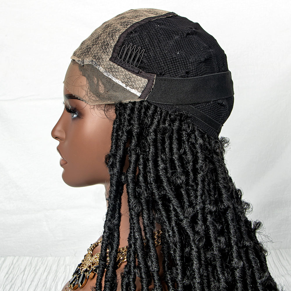 JBEXTENSION 35 Inches Full Double Lace Front Knotless Braided Wigs for Women Locs Braid Wig With Baby Hair Synthetic Lace Frontal Braid Wigs ABEBA